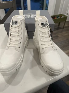 Botas para mujer PALLADIUM Pallabase Twill Star blancas plataforma cremallera lateral - Imagen 1 de 15