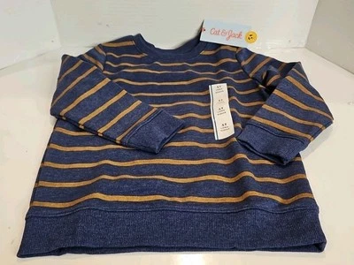 Cat & Jack Boys Size 5T Blue & Brown Striped Long Sleeve Sweatshirt - Image 1 of 4