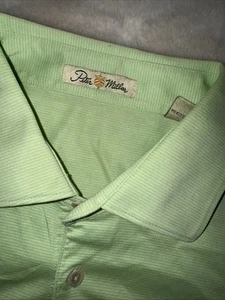 Peter Millar Golf Polo Shirt Green Striped Double Mercerized Cotton Large - Picture 1 of 4
