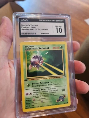 CGC 10 GEM MINT 2000 Pokemon Gym Heroes Sabrina’s Venonat 1st Edition 96/132 - Image 1 of 4