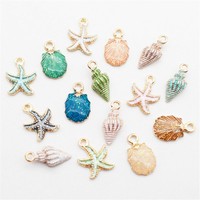 13 Pcs/Set Mixed Starfish Conch Shell Metal Charms Pendant DIY Jewelry Making