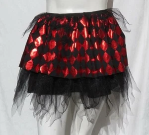 Halloween Costume Women’s Red Black Harlequin Elastic Waist Tutu One Size US S M - Picture 1 of 4