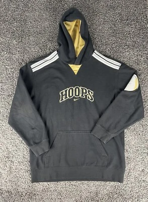 Sudadera con capucha Y2K Nike Hoops Center Swoosh negra y dorada etiqueta plateada juvenil XL 18-20 Foto 1 de 4