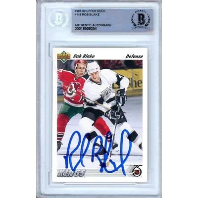 Rob Blake Signed 1991-92 Upper Deck RC #148 Card AUTO Beckett Slabbed LA Kings - Image 1 of 4