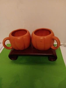 Pumpkin Mug Fall Planter Cup Set Of 2 - Picture 1 of 7