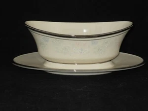 Lenox Nicole Gravy Boat w/ Attached Underplate liner pink blue pastel flowers - Picture 1 of 2