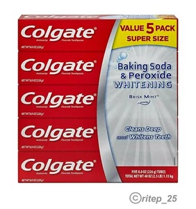 Colgate Baking Soda and Peroxide Whitening Toothpaste 8 Oz. (5 Pack) - Free Ship - Picture 1 of 9
