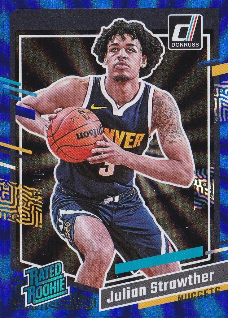 Julian Strawther 2023-24 Panini Donruss Rated Rookie #242 Blue Laser RC SN 40/49