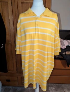 Nike Golf Polo Shirt Mens XXL Yellow Striped Print Logo Dri-Fit Short Sleeve - Picture 1 of 3