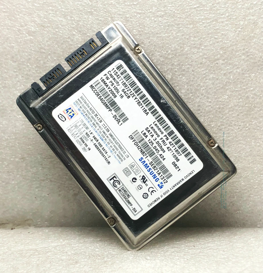 Samsung MCC0E64G8MPP-0VAL1 64GB 1.8" SSD SATA3.0Gbps  PN: 42T1897 MLC - Image 1 of 4