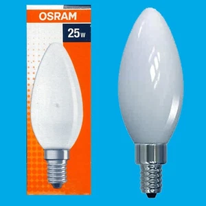 25x 25W Osram Frosted Candle Incandescent Filament Dimmable Light Bulbs SES E14 - Picture 1 of 1