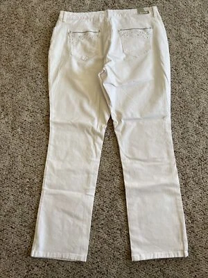 Calça branca Laura Ashley tamanho 16, bolsos enfeitados nova com etiquetas elástica costura interna 30” - Imagem 1 de 4