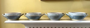 Set Of 4 Hoffman Art Pottery Twisted Handle Soup Bowls 6" W x 2-3/4" D ~SIGNED - Picture 1 of 14