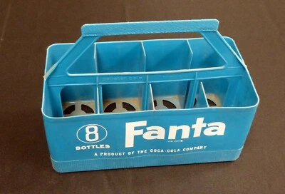 Rare, Vintage Blue Plastic Fanta Soda 8-Bottle Carrier Caddie by Coca Cola (B-2) - Image 1 of 4