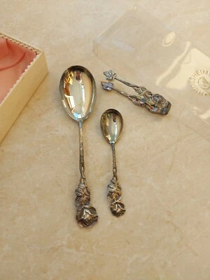 Hildesheimer Rose 100er Silber, Sahnelöffel, Zuckerlöffel und Zuckerzange - Bild 1 von 2