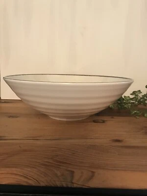 Pottery Barn Swirl  Large Serving Bowl Melamine STONE - Image 1 of 3
