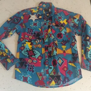 Frontier Series Long Sleeve Button Up Western Shirt Women's Small Aztec - Picture 1 of 15