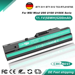 Akku BTY-S12 S11 Für MSI Wind U90 U200 U100x Medion Akoya 1210 Mini Advent 4211 - Bild 1 von 12
