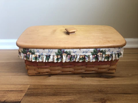 Longaberger 1997 MOTHERS DAY TIMELESS MEMORIES Basket Floral Liner Lid Cover