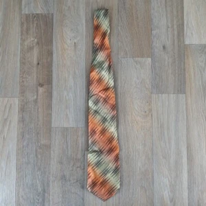 Piattelli Platinum Silk Necktie Orange Green Plaid Pattern Made in USA - Picture 1 of 6