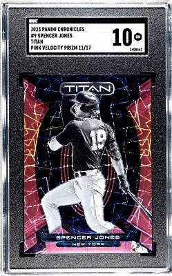 2023 Panini Chronicles Titan #9 Spencer Jones PINK VELOCITY PRIZM /17 SGC 10 GEM - Image 1 of 2
