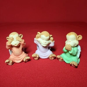 See Hear Speak No Evil Monkey Figurine Set of 3 - Picture 1 of 10