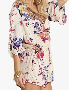 Umgee Romper Women’s Size Small Faux Wrap Elastic Waist Tassel Bell Sleeve USA - Picture 1 of 12