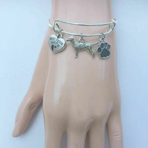 Pulseras brazalete de aleación de plata con dijes de labrador Dog My Best Friend. - Imagen 1 de 4