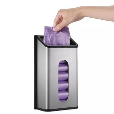 Soporte dispensador de bolsa de plástico de acero inoxidable para comestibles para cocina montado en la pared Foto 1 de 4