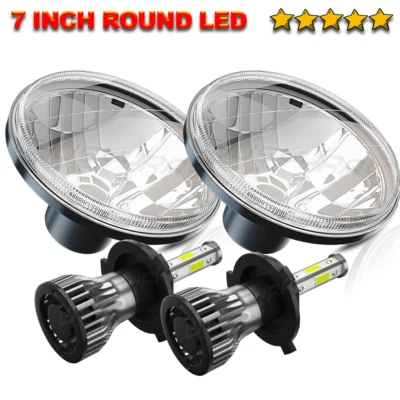 Black 7inch Round Led Headlight Sealed Beam Hi/Lo Fit Dodge D100 D200 300 Pickup - Image 1 of 4