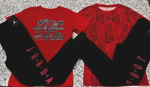 NWT NIKE AIR JORDAN BOY'S 2 PC SET RED SHORT SLEEVE BLACK SWEATPANTS L 12-13 - Picture 1 of 5