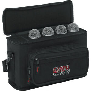 Gator GM-4 Padded Bag for Up to 4 Mics w/ Exterior Pockets for Cables