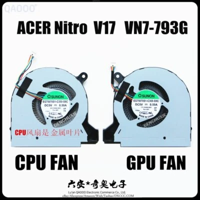 ACER Nitro V17 VN7-793G / V15 VN7-593G CPU COOLING FAN EG75070S1-C350-S9C - Image 1 of 4