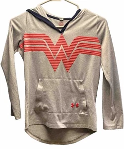 Youth Med Under Armour Pullover Grey Gray Wonder Woman Logo Hooded DC Comics - Picture 1 of 6
