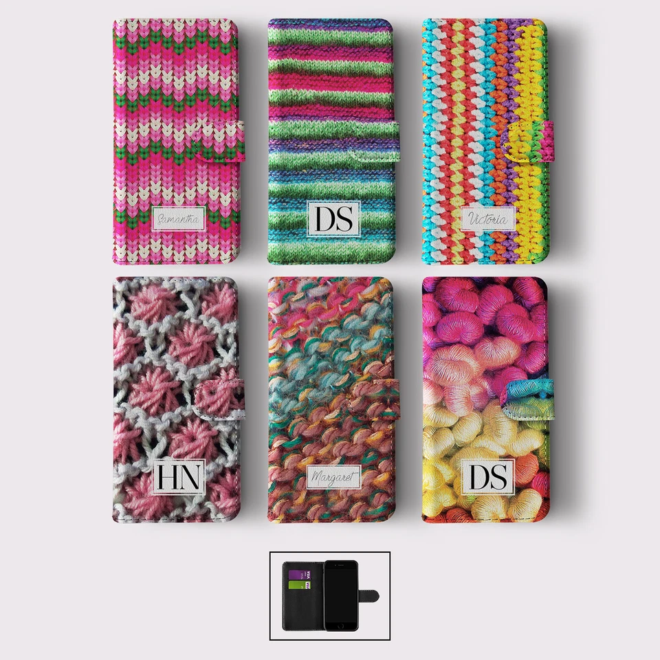 PERSONALISED FLIP WALLET PHONE CASE FOR IPHONE 16 16E 15 14 12 SE WOOL RAINBOW - Image 1 of 1