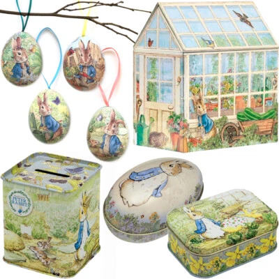 PETER RABBIT TIN BOX Home Accessory Storage Easter Egg Kids Birthday Party Gift - Image 1 of 4