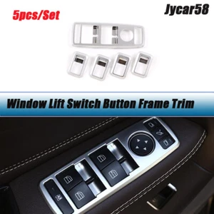 5 PIEZAS Plateado ABS Interruptor de Ventana Elevador Botón Recorte Marco Para Benz A B C E GLE GLA - Imagen 1 de 10