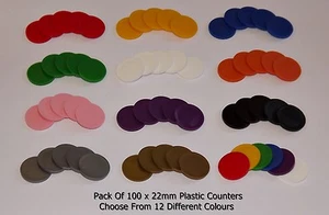 22mm Opaque Plastic Board Game Counters Tiddly winks Numeracy Teaching 12 colour - Picture 1 of 13
