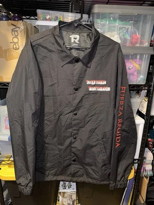 Fuerza Regida Black/Red Bomber Windbreaker Style Jacket Button Up - Size Large - Image 1 of 4