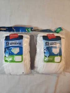 12 Pair Boys Hanes Tagless Cool Comfort Soft Flex White Briefs Large 14-16 Wow! - Picture 1 of 4