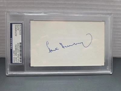 Hank Greenberg Signed Autographed 3x5 Index Card Cut PSA DNA Auto Tigers  - Image 1 of 4