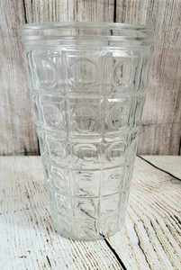 Clear Glass Medium Sized Vintage Vase, Basic Shape, Circle Pattern, FREE POSTAGE - Picture 1 of 6