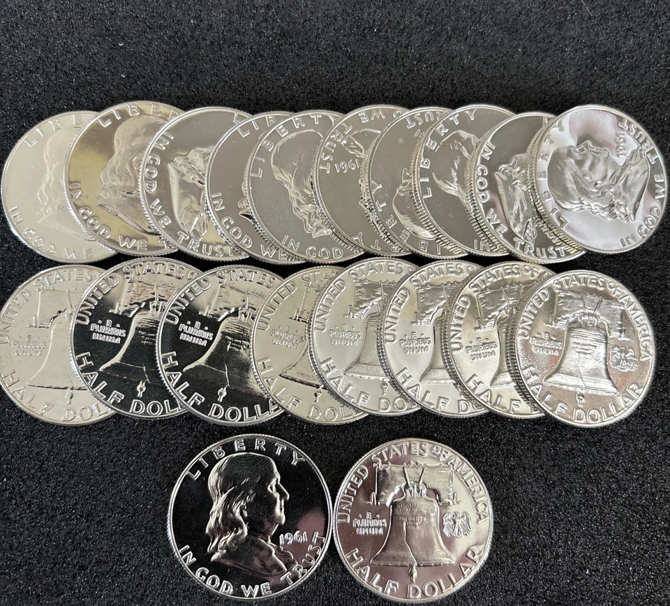 1961 Franklin Half Dollar Proof Coins (20) Some Cameo Some Full Bell Lines - Image 1 of 1
