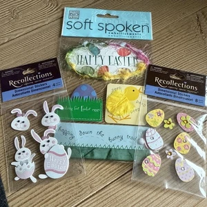 3 weiche gesprochene Erinnerungen Sammelalbum 3D Aufkleber FROHE OSTERN FRÜHLING Hase Ei - Bild 1 von 7