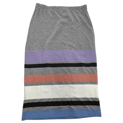 ASOS Skirt Womens US 8 UK 12 Gray Multicolor Striped Stretch Pull On Casual Midi - Image 1 of 4