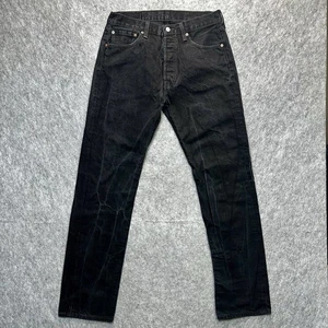 Levi's 501 Jeans Men's 34x34 Black Straight Button Fly Marbling Dark - Picture 1 of 13