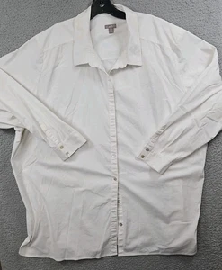 J.Jill Shirt Blouse Tunic Size 4x White Button Front Stretch Cotton Blend - Picture 1 of 10