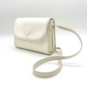 Borsa a tracolla vintage Gucci Micro GG bianca PVC pelle oro ferramenta vecchia Gucci - Foto 1 di 24