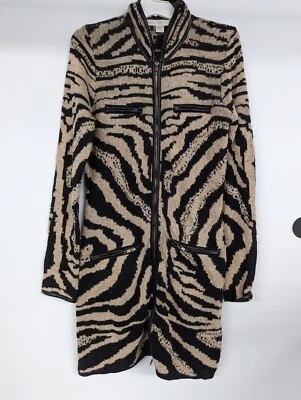 Boston Proper Animal Printed Sweater Dress Long Cardigan Size XS Angola Wool - Image 1 of 4