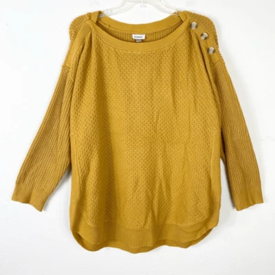 Suéter tejido Avenue oro amarillo botón acento cuello barco talla 14/16 Foto 1 de 4